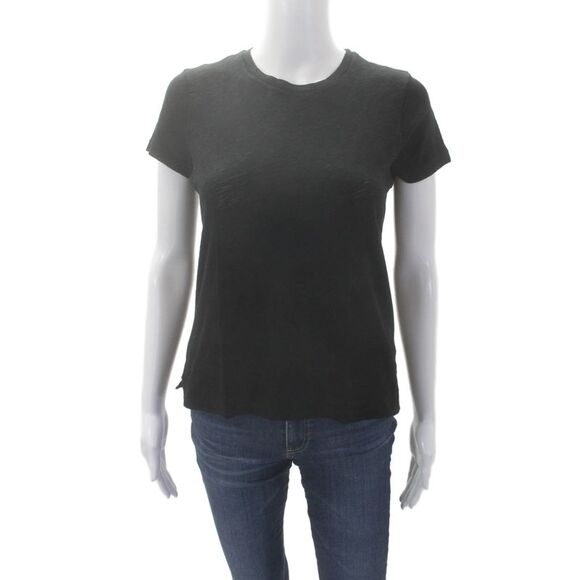 Goldie Tops - Goldie Womens Short Sleeve Solid Round Neck T Shirt Black Size XS